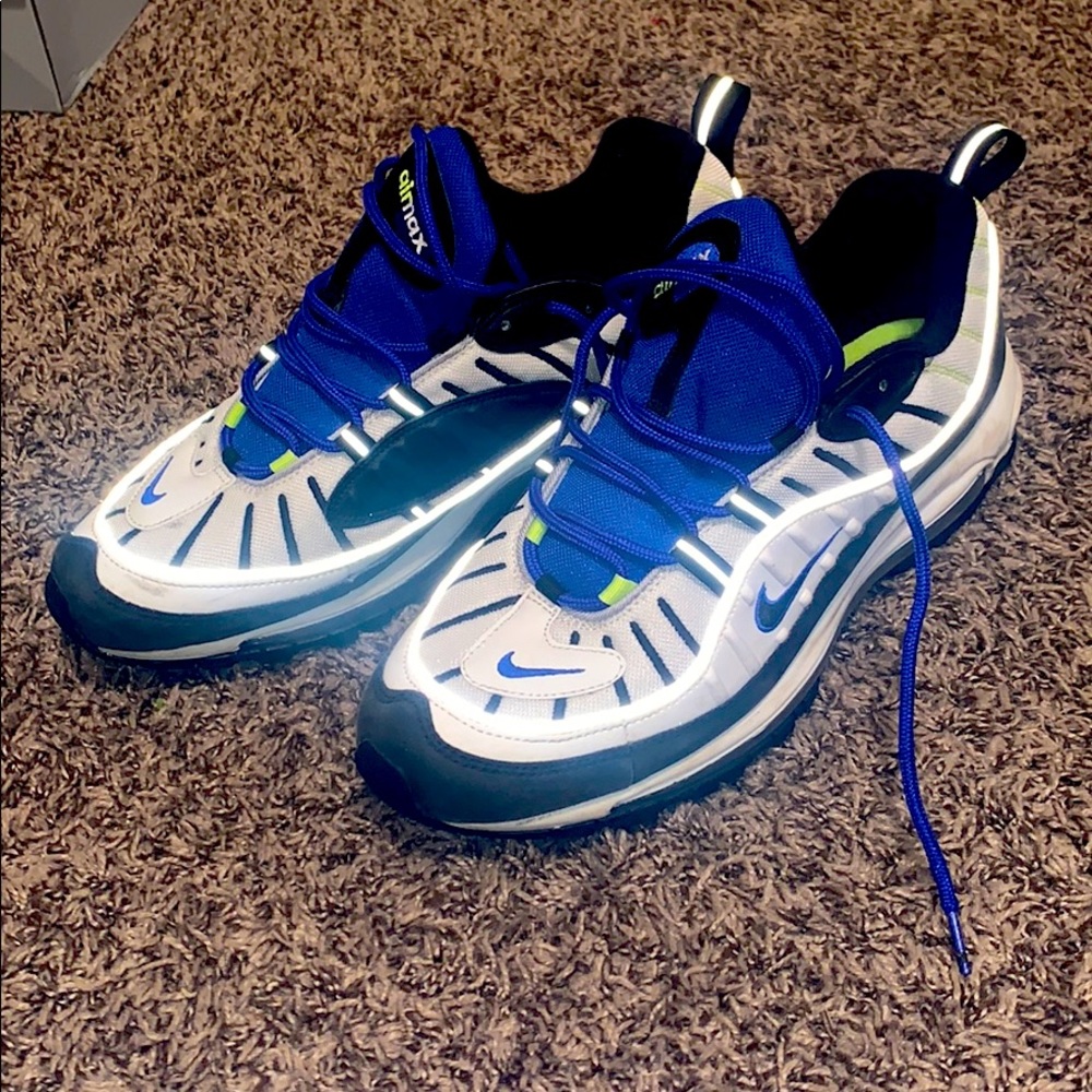 Nike Air Max 98, White Black Racer Blue ,Size 12.5